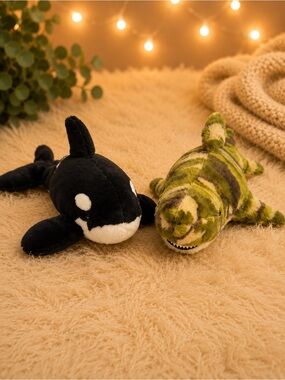 Plush Killer Whale & Camouflage Shark Soft Toys - Kids Toys
